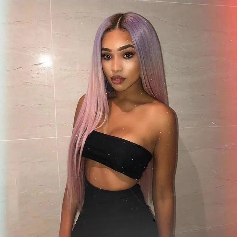 

Hot Sale Cheap Long Pink Straight Body Gradient Synthetic Hair Wigs For Girls Beauty Lady Cosplay Exquisite Private Label Wigs, 3 colors