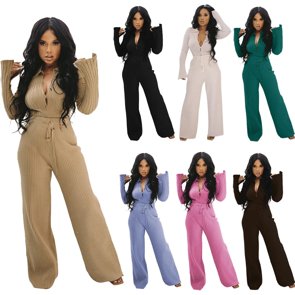 

Hot Sale Fashion Casual Ladies Thread Pit Stripe Multicolor Track Suit Two Piece Suit