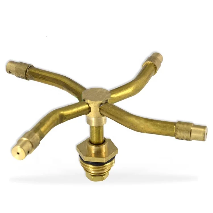 

3 Arm Brass Rotary Sprinkler And Zinc Base With Wheel 360 Degree Fully 2/3/4 Nozzle Circle Rotating Irrigation System