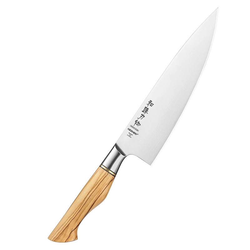 

Sandvik 14C28N stainless carbon steel kitchen chef knife with nature Olive wood handle