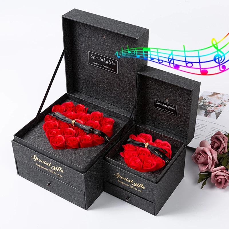 

Factory Sale Holiday Music Gift Box Lipstick Storage Box Soap Flower Drawer Present Jewelry Boxes Birthday Anniversary Proposal