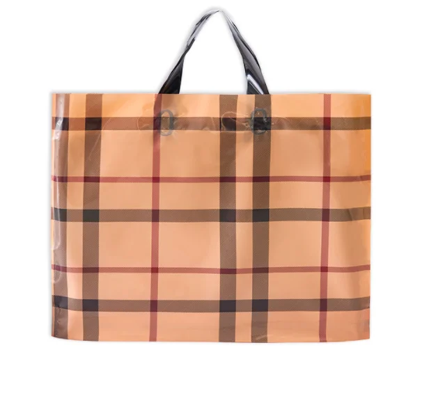 

50pcs Plaid Pattern Portable Clothing Gift Bag Shopping Plastic Bag