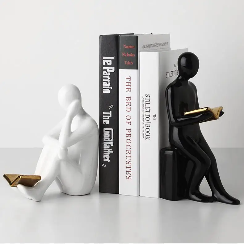 Ceramic Reading Head Picture Ornaments Home Decoration Desk Office Desktop Book Clip Decoration Crafts Home Decoration Book