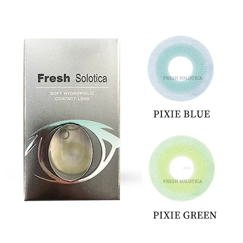 

Soft Fresh Solotica contact lenses PIXIE beauty comfortable eyes cosmetic 14.5mm hema PP blister green