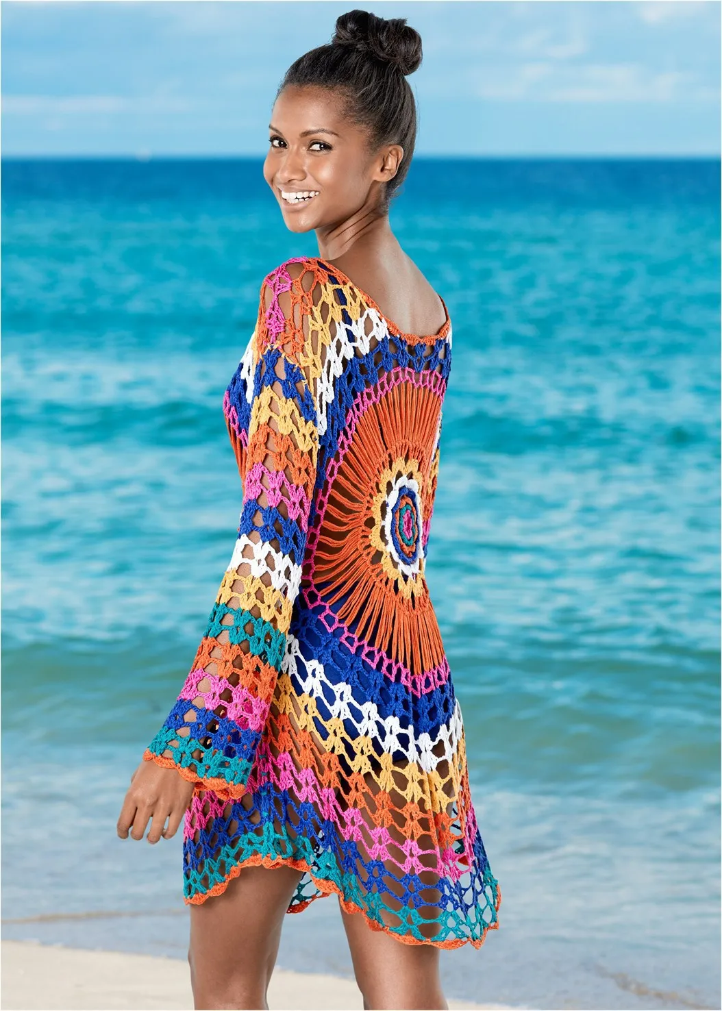 Summer Holiday Chic Lace Crochet Hollow Out Bikini Crochet Beach Dress ...