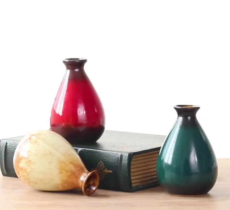 

Creative home decoration green dill hydroponic bottle container vase wine bottle ceramic vase