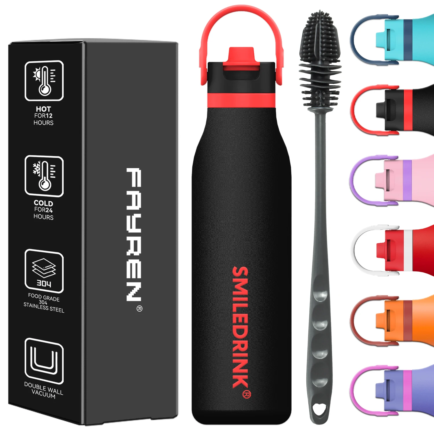Insulated Stainless Steel Water Flask 304 Stainless Steel Thermos Cup Large Capacity Outdoor Sports Water Bottle