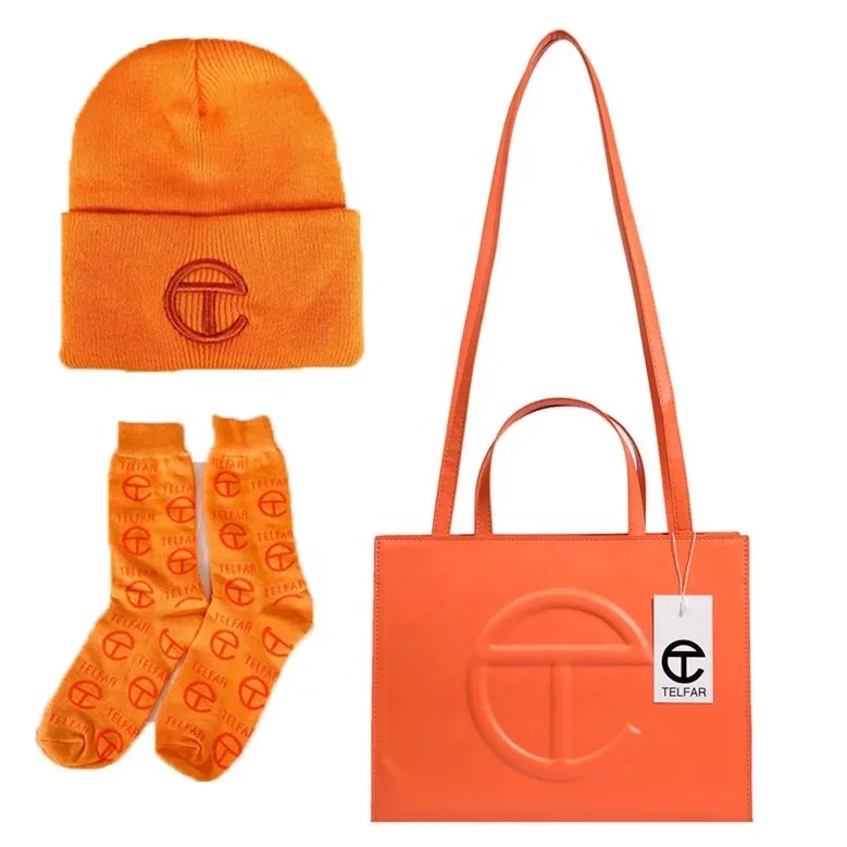 

Trendy Mini Telfar Bags Set Famous Brand Handbags Warm hat sock handbag set Luxury Women Fashion Designer pink bag, 10 colors