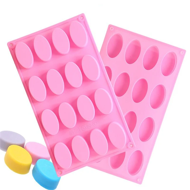 

Factory wholesale BPA free 16 Cavity oval shaped custom silicone soap molds for handmade, Customized color