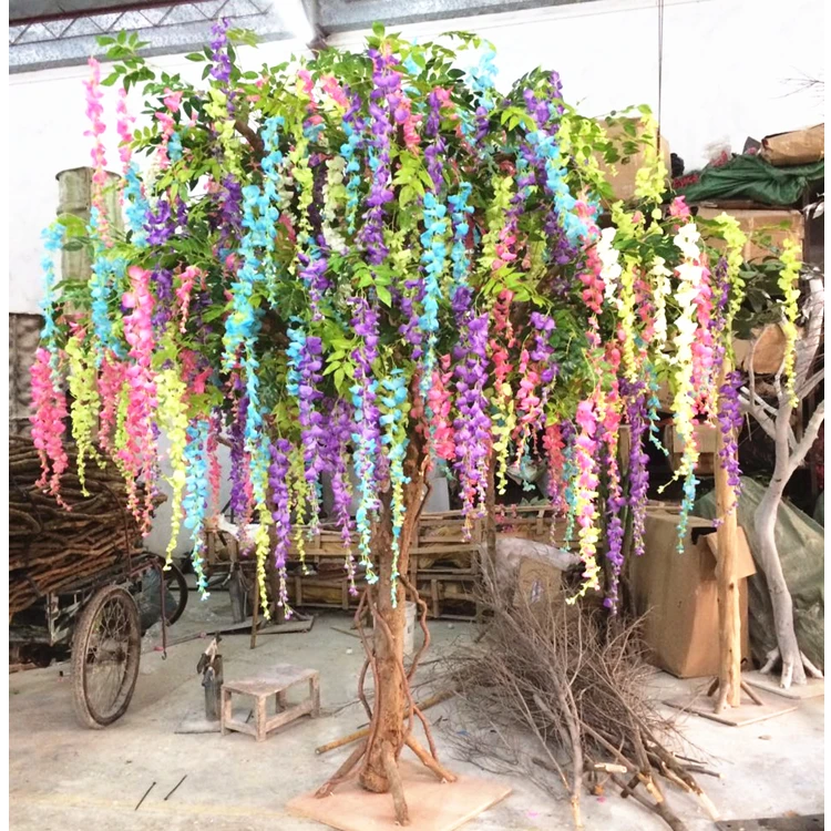 White Purple Pink Wisteria Artificial Tree Artificial Silk Wisteria