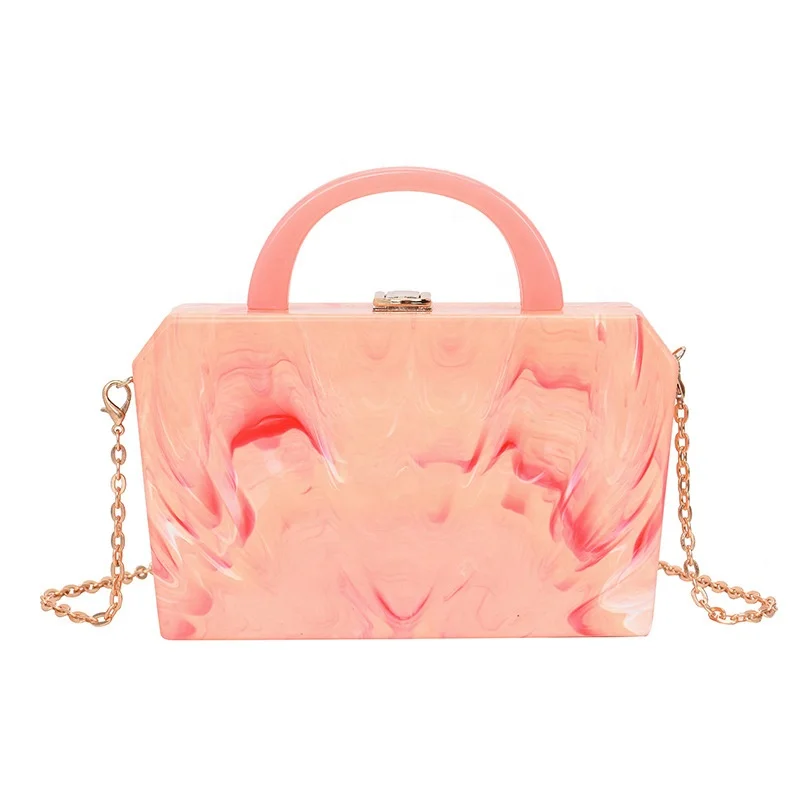 

Wholesale Candy PVC Lady Fashion Purse Gold Chain Shoulder Mini Lash Bags Women Quality Acrylic Box Handbag