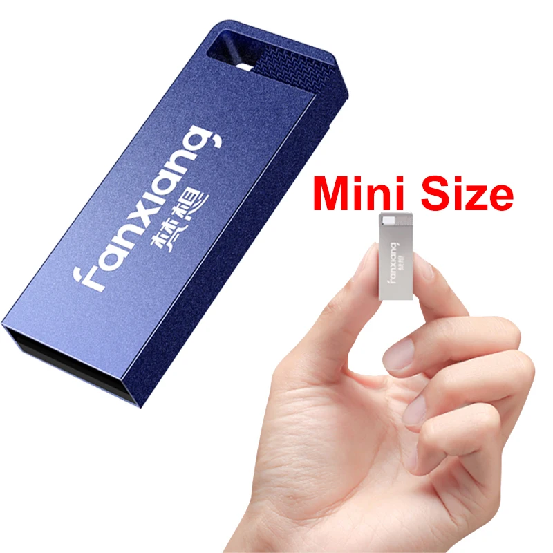 

Top Sales 100% Original Brand USB Stick 1GB 2GB 4GB 8GB 16GB 32GB 64GB 128GB Pendrive Mini Metal USB Flash Drives, Silver, blue