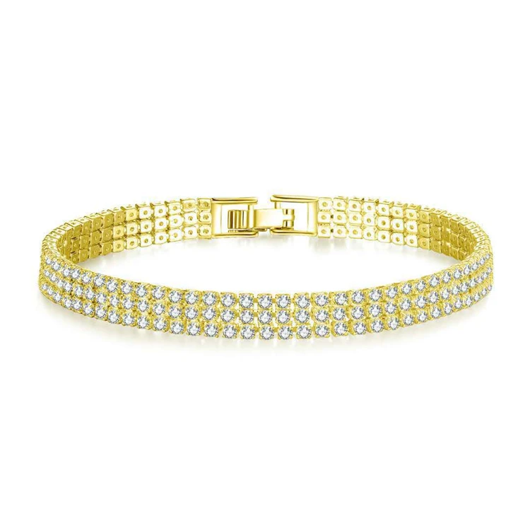 

Hip Hop Alloy Bracelet One Row Two Rows Three Rows Full Zircon Diamond Couple Bangle Tennis Bracelet Jewelry, Picture shows