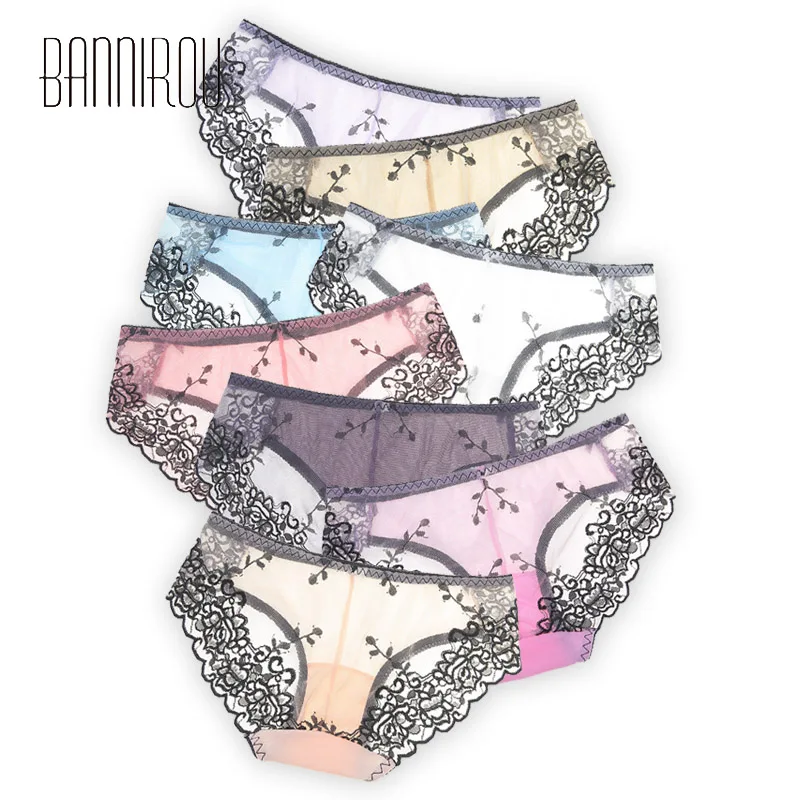 

Woman Briefs Sexy Lace Mesh Embroidered Breathable Soft Female Underwear M-XL 8 Colors, Pink,blue,purple,white,dark purple,light nude,dark nude