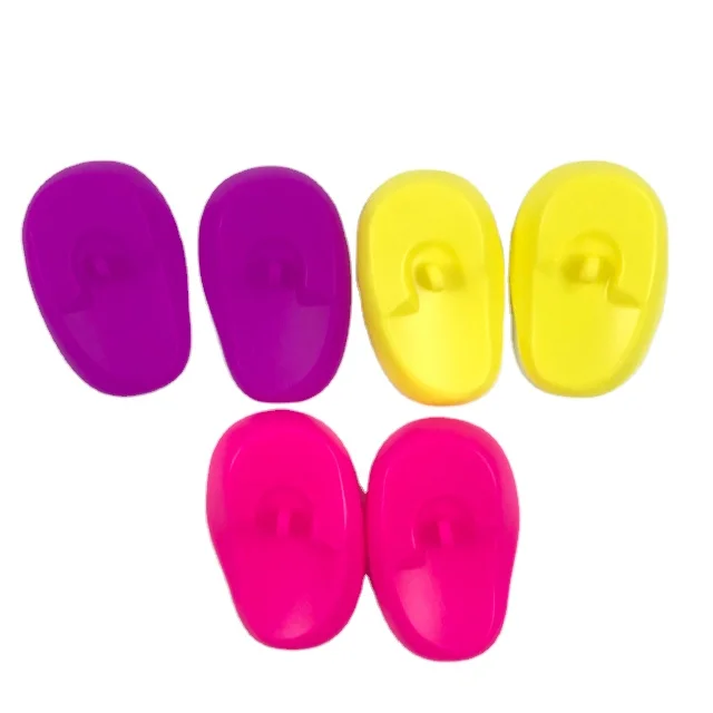 

Wholesale Salon Hair Dye Transparent Silicone Ear Cover Shield Barber Shop Anti Staining Earmuffs Protect Ears from Dye, Black,pink,purple,yellow