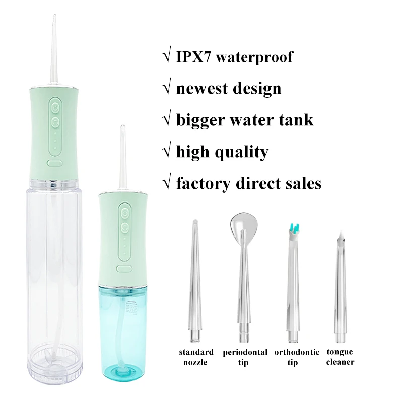 

New electronic cordless Oral irrigators power flosser jet dental irrigator oral irrigator machine for teeth cleaning, Green or customized color