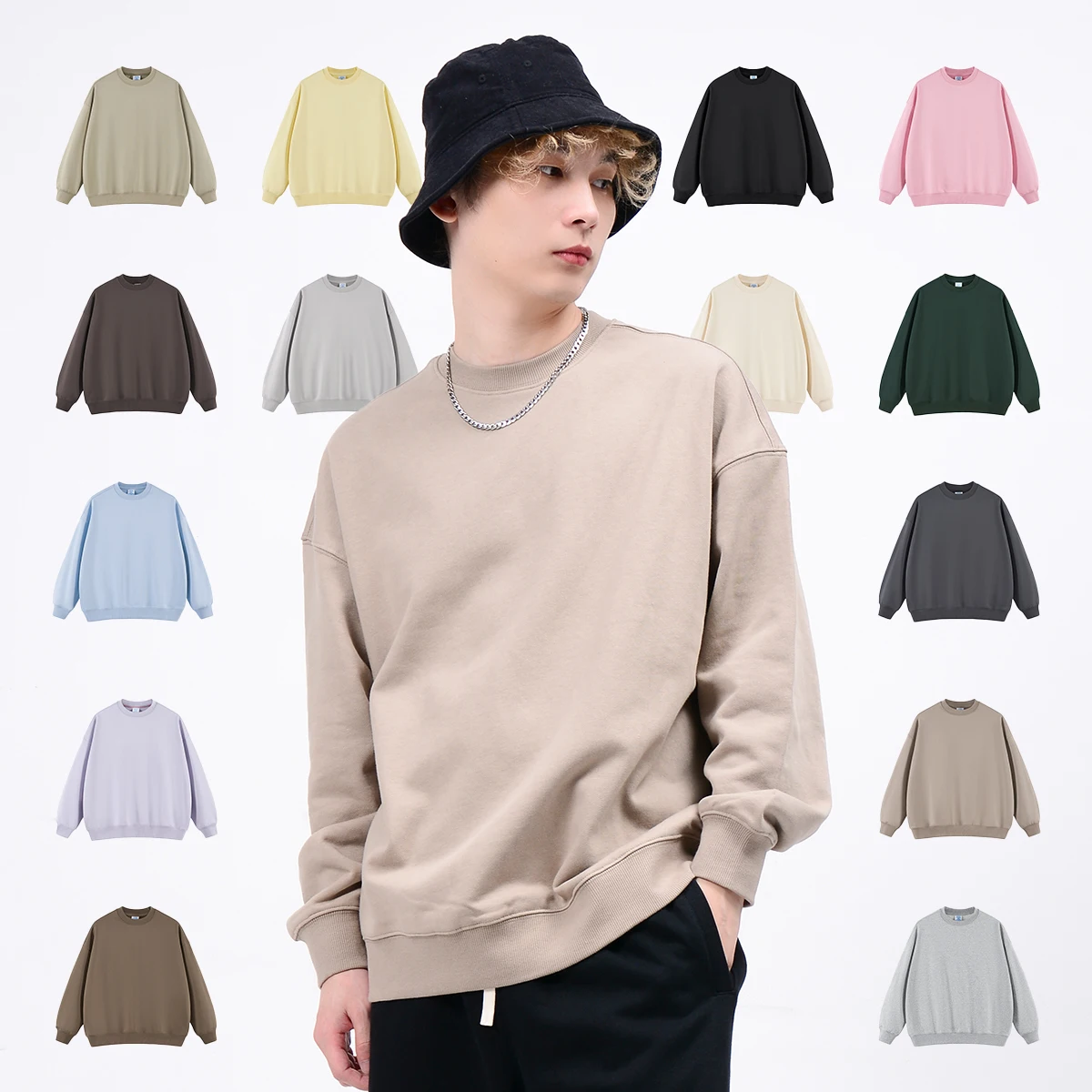 Heavyweight Cotton Blend Crewneck Sweatshirt