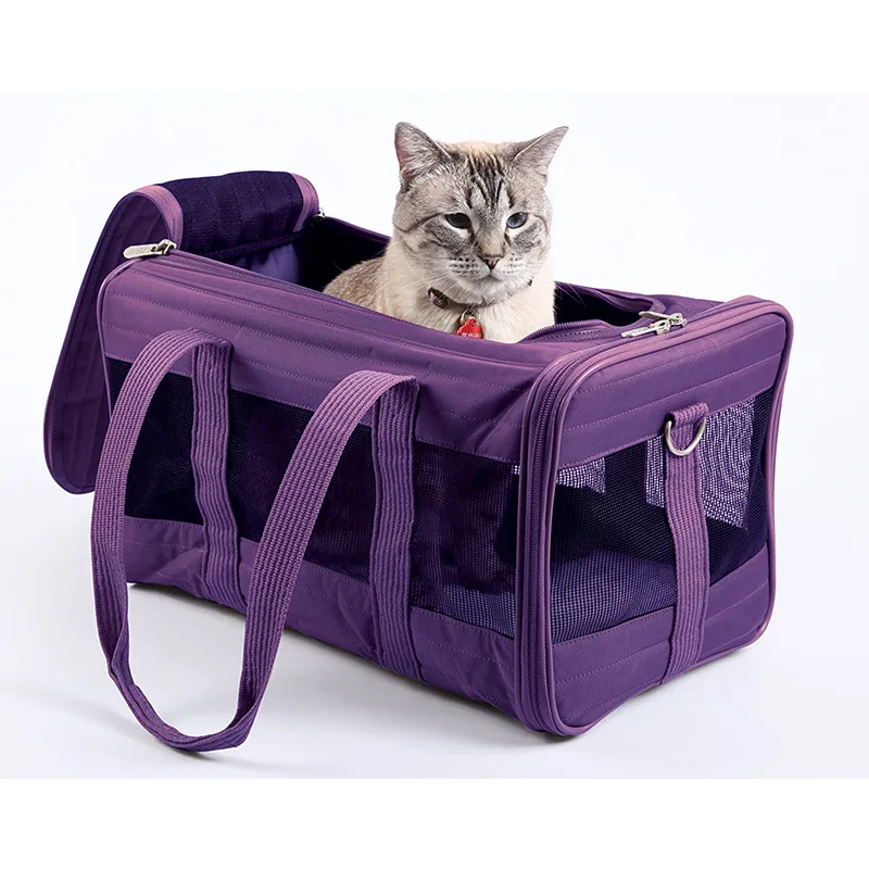 

Purple Travel Large Breathable Comfortable Mesh Surface Pet Outing Outside Car Carrier Bag