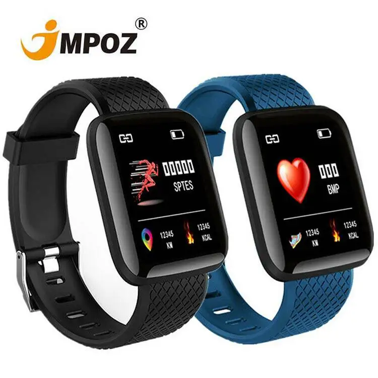 

JMPOZ D18 D13 116 plus heart rate blood pressure monitor Multi-sports mode fitness tracker bracelet 116plus android smart watch, Black red blue purple green