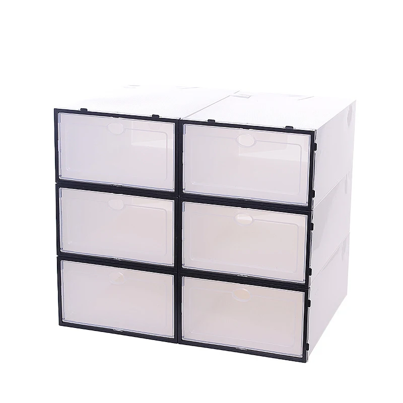 

Women transparent clear stackable plastic storage shoe box