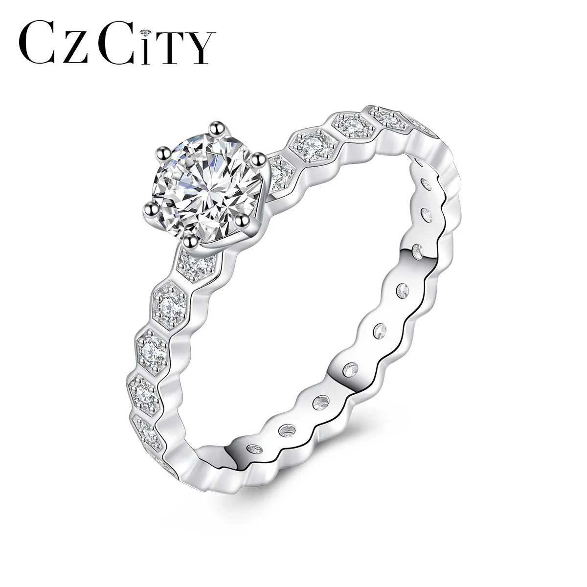 

CZCITY Wholesale 925 Zircon 2021 Woman Jewelry Fashion Korean Engagement Diamond Design Ring