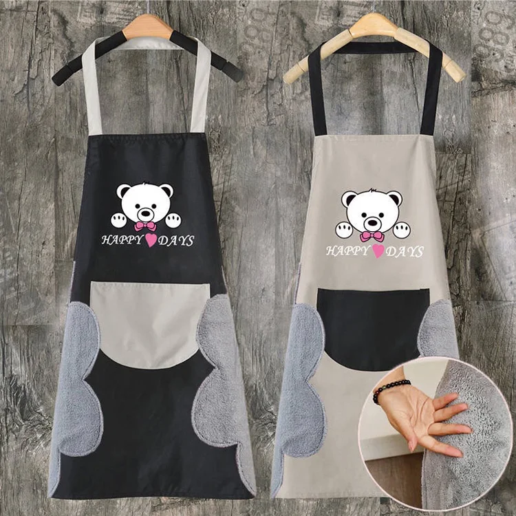 

Wholesale Home Kitchen Cooking Waist Waterproof Small daisies Hand Towel Apron Cute Bear Hanging Neck Towel Apron