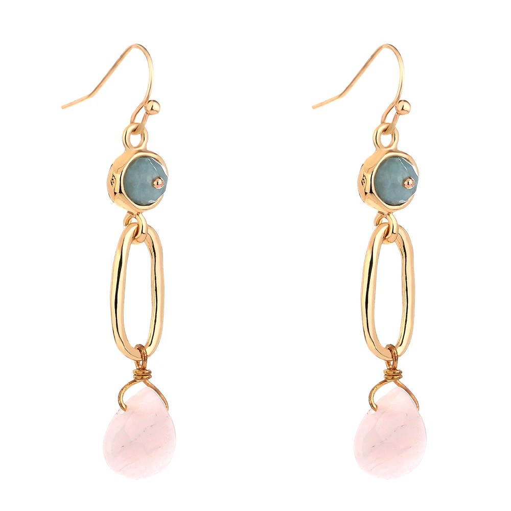 

Coloured Natural Stone Earrings With Oval Fittings And Women's Ear Hook Jewellery
