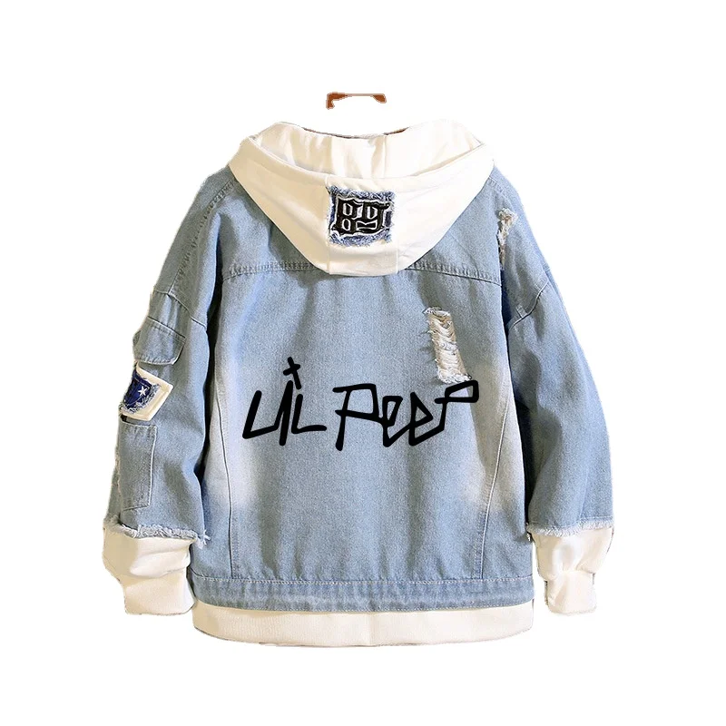 

New Fashion Lil Peep Young People Jacket Lil Peep Denim Popular Stitching Jacket Casual Men Women Hoodies