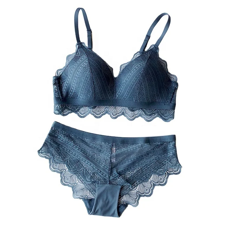 

New Design Bra Brief Sets Women Wireless Sexy Lace Push Up Bra And Panties
