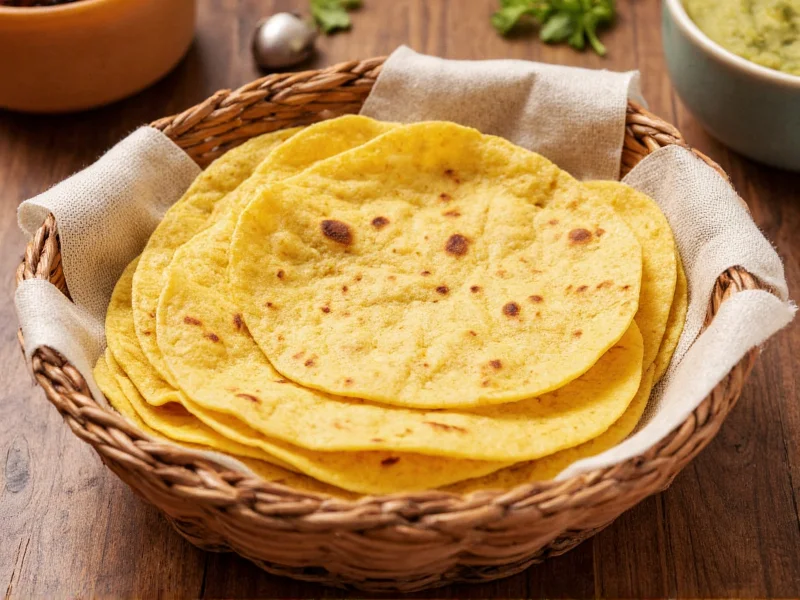 Fresh corn tortillas wrapped in traditional cloth basket