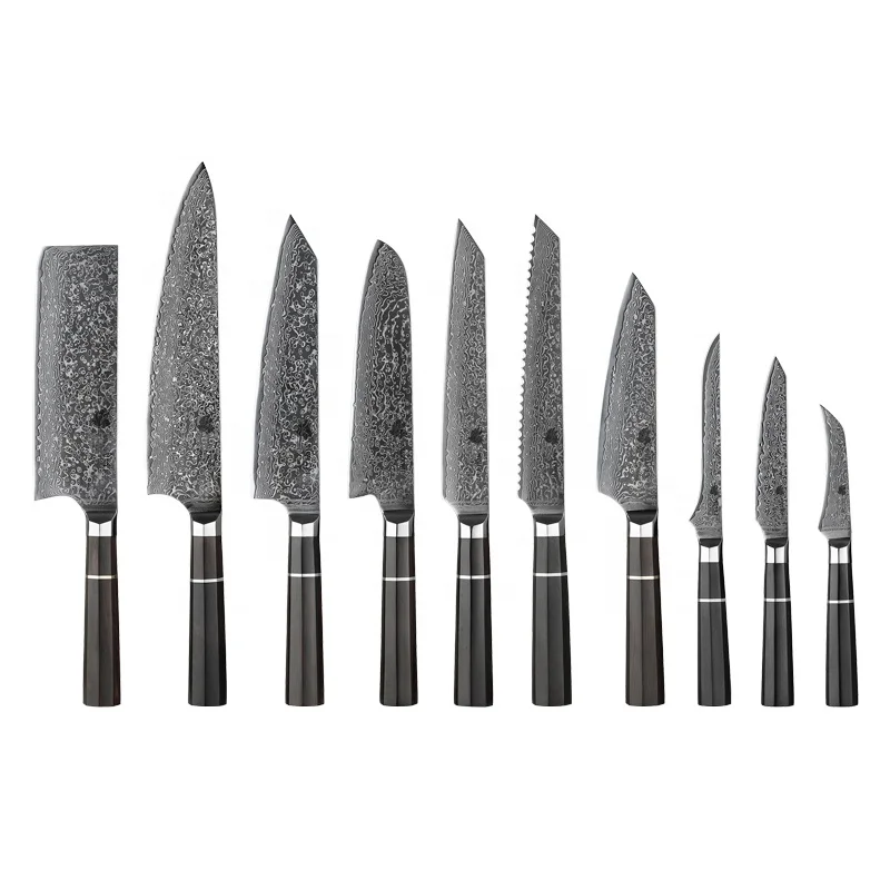 

Damaskus Kchenmesser Messer Chef Knives Set with Ebony Handle DAMASCUS Steel VG10 Steel Core 67 Layer Blade Chef Knife