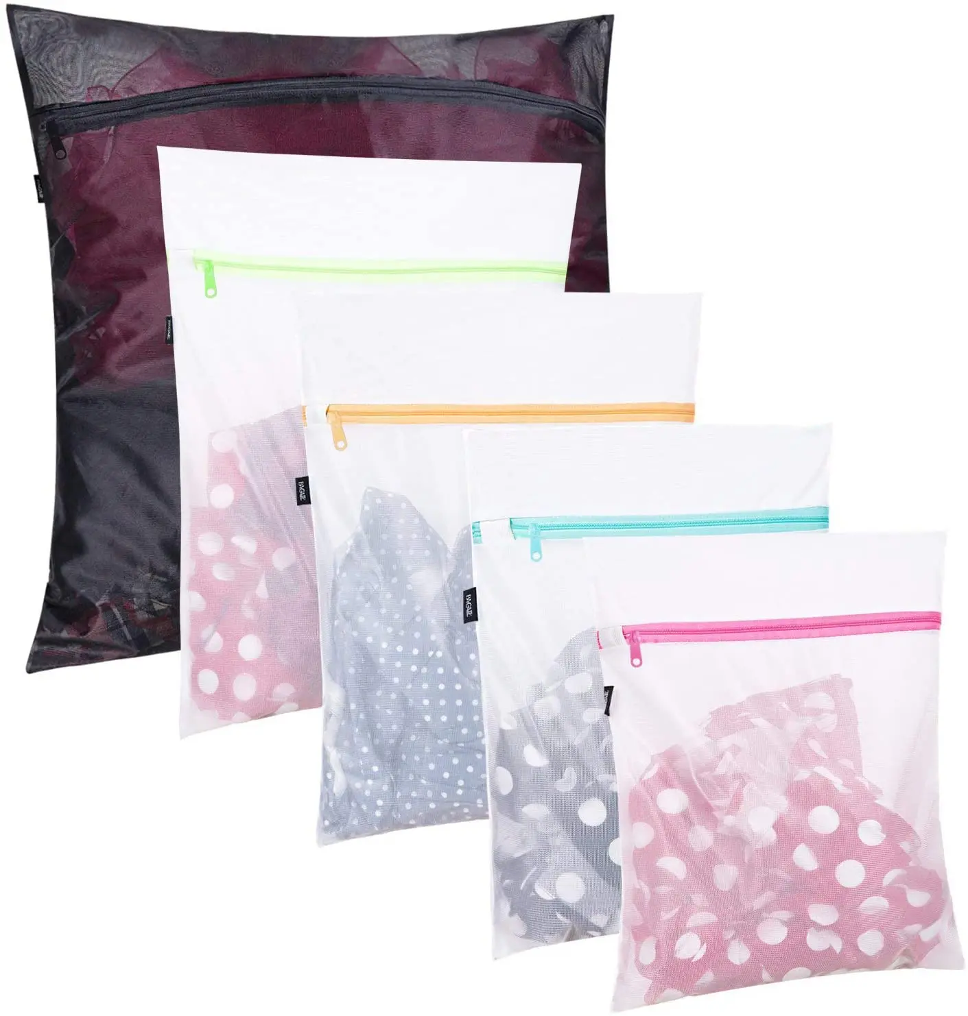 

Amazon hotting sale Set of 5 Mesh(1XL 2L 2M) Laundry Bags for Blouse Hosiery Stocking Underwear Bra Lingerie, White