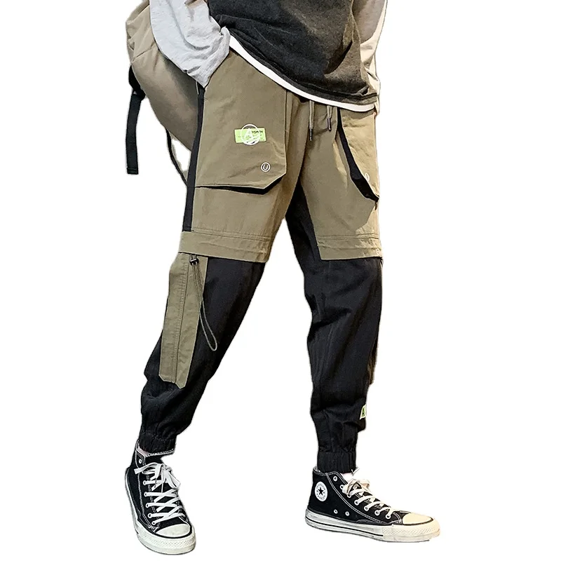 

Purplewind Streetwear Cargo Pants Joggers Sports Running Pants Elastic Waist Color MatchingTrack Pants For Men