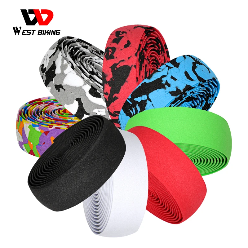 

WEST BIKING High Quality Colorful Bicycle Handlebar Tape With Bar End Plugs Professional Anti-slip Bicycle Handlebar Tape, Like picture