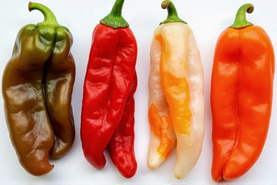 Side-by-side comparison of various superhot peppers including Carolina Reaper, Ghost Pepper, and Scorpion varieties