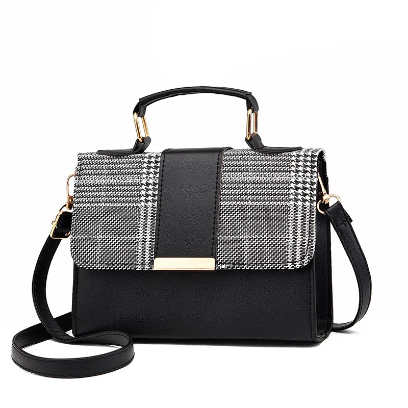 

2021 New Women's Tote Bag Fashion Plaid Small Square Ladies Pu Trend Handle Bag, 5colors