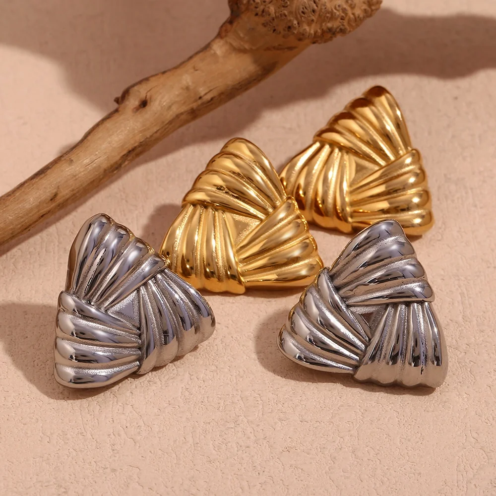 

Fashion Jewelry Earrings Triangle Stud Earrings Gold Plated Statement Jewelry 316L Stainless Steel Earrings