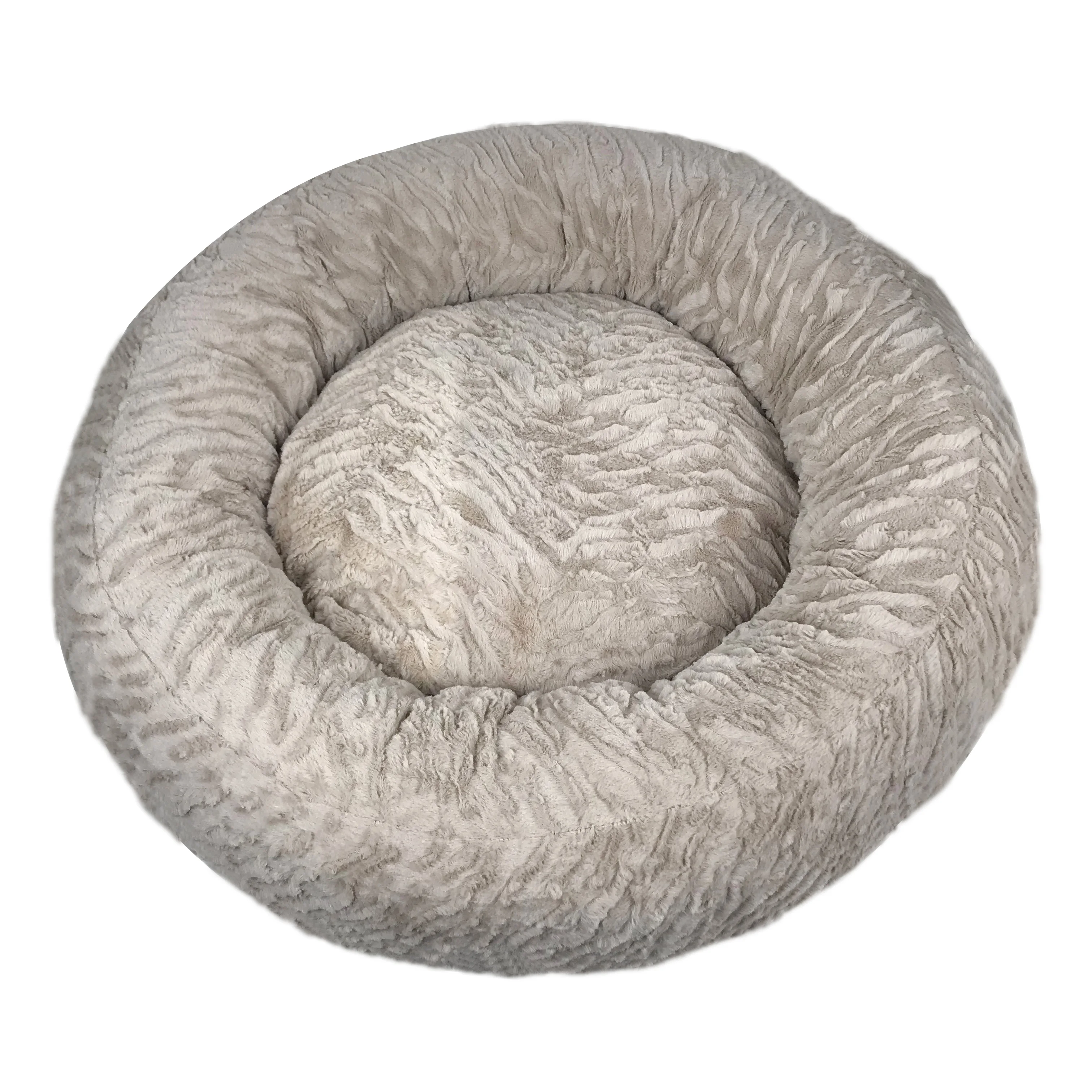 

washable soft warm donut plush pet dog cat bed nest, Gray