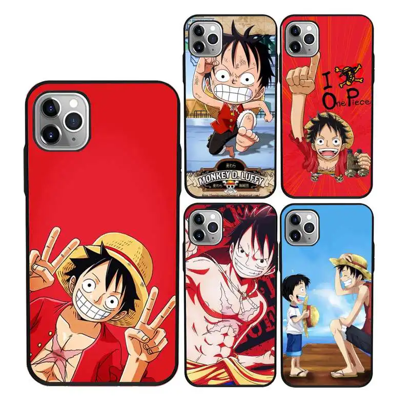 

Cartoon One Piece Luffy beautiful mobile phone back cov for iPhone 11Pro Max 11 X XS XR XS MAX 8plus 8 7plus 7 6plus 6 5 5E case, Black