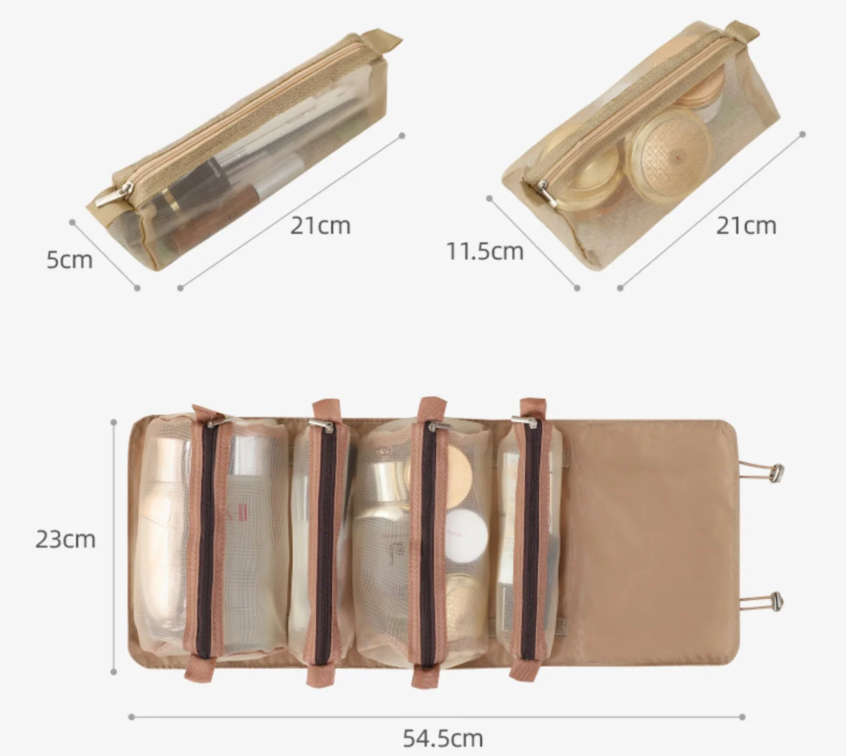 

Toiletry Bag Collapsible Four-in-one makeup pouch bags for travel easy carrying multiple colors Makeup Bags