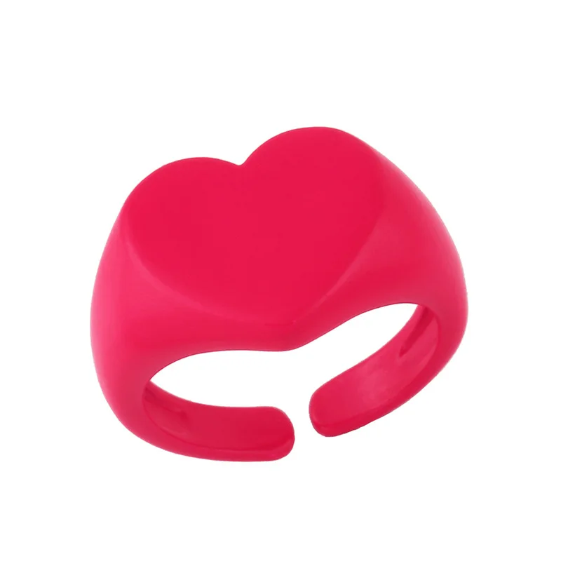 

R-473 Retro brass love heart ring 2021 fashion jewelry simple trendy macaron heart-shaped rings