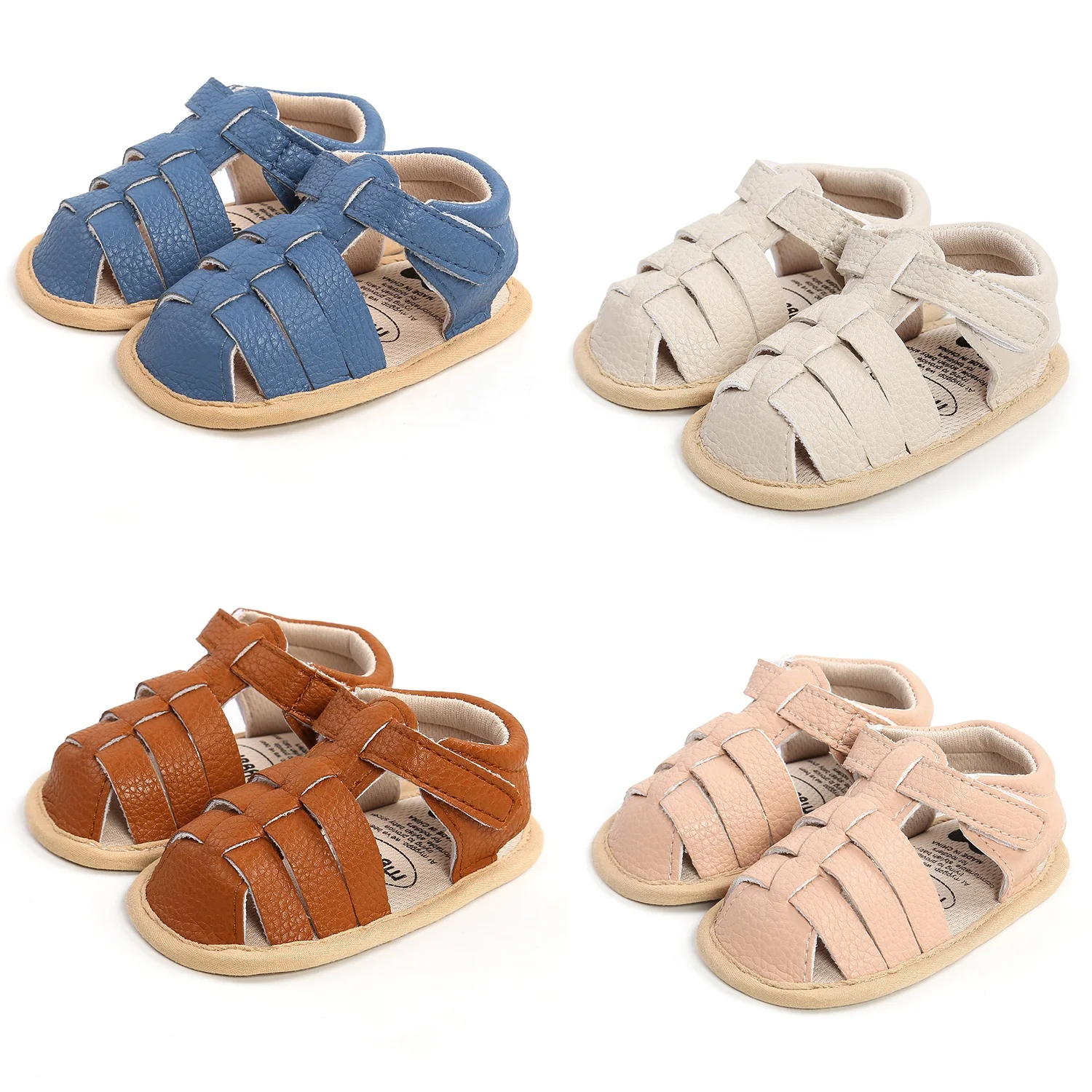 

Beige Rubber Sole Beach Flat Summer Barefoot Toddler Girl Boy Baby Sandals