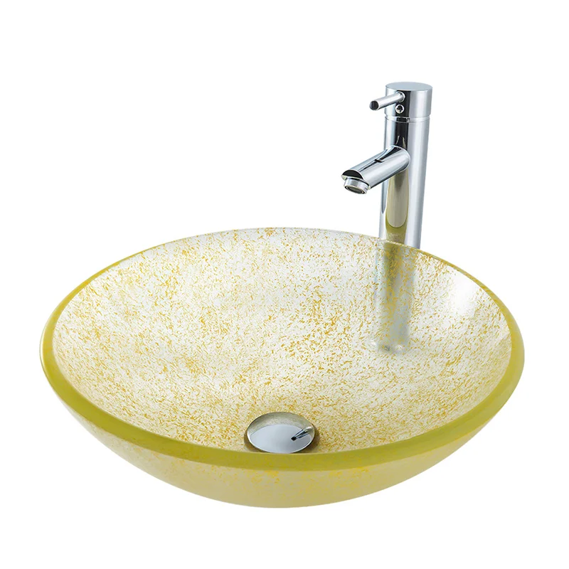 

Hotel Transparent Tempered Glass Wash Basin Bathroom Round Sink Countertop Wash Basin