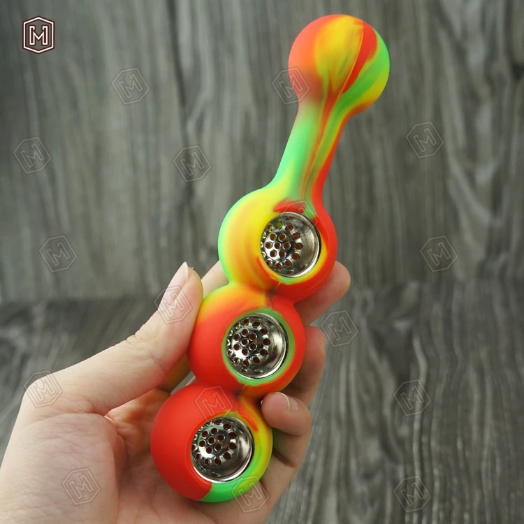 

Wholesale Silicon Hookah 12 Colors Shisha Water Pipe Portable Smoking pipe with 3 metal bowl