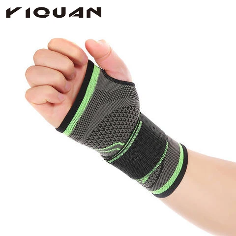 

Elastic Wrist Brace Sports Compression Ankle Brace Breathable Adjustable Protective Wrist Support, Black-green