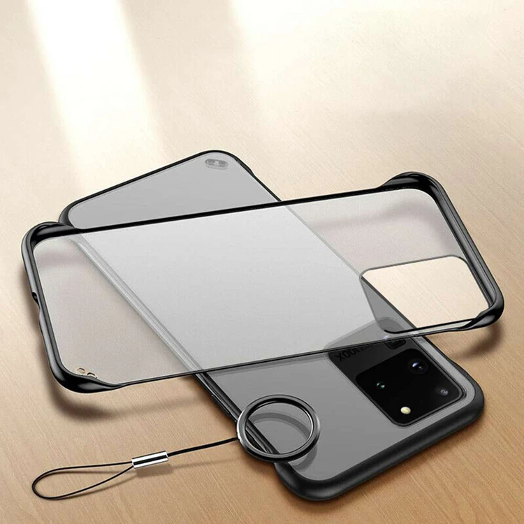 

For samsung galaxy note 8 9 10 10+ case phone frameless back cover matte 2 in 1 plastic mobile protective finger ring holder, As pictures