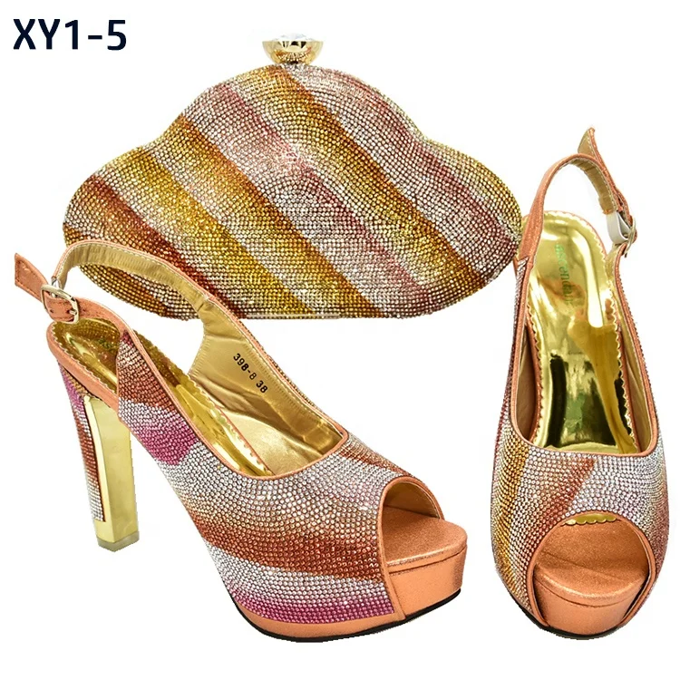 

XY1 new style blue Shoes and Bags To Match Set Nigerian Shoes and Matching Bag African Wedding