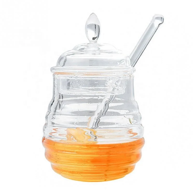 

Transparent Beehive-shaped Honey Jar With Dripper Stick For Storing And Dispensing Honey