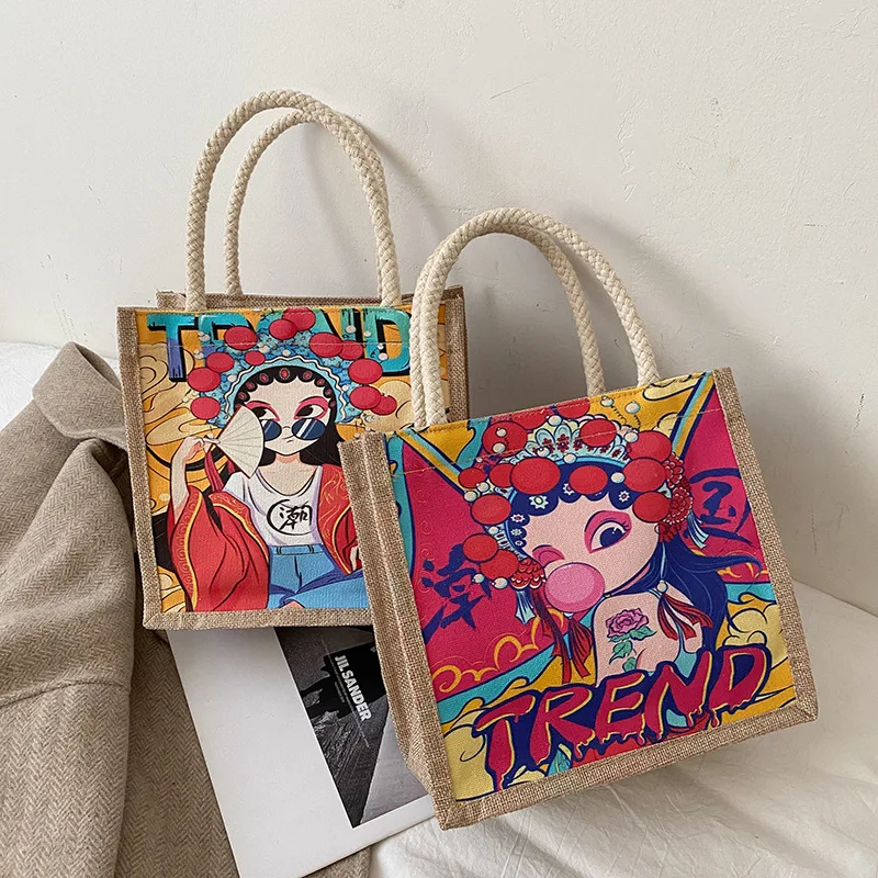 

Eco-friendly Colorful Cartoon Print Tote Bags Fashion Funny Ladies Designer Handbag, Accpet customizable color