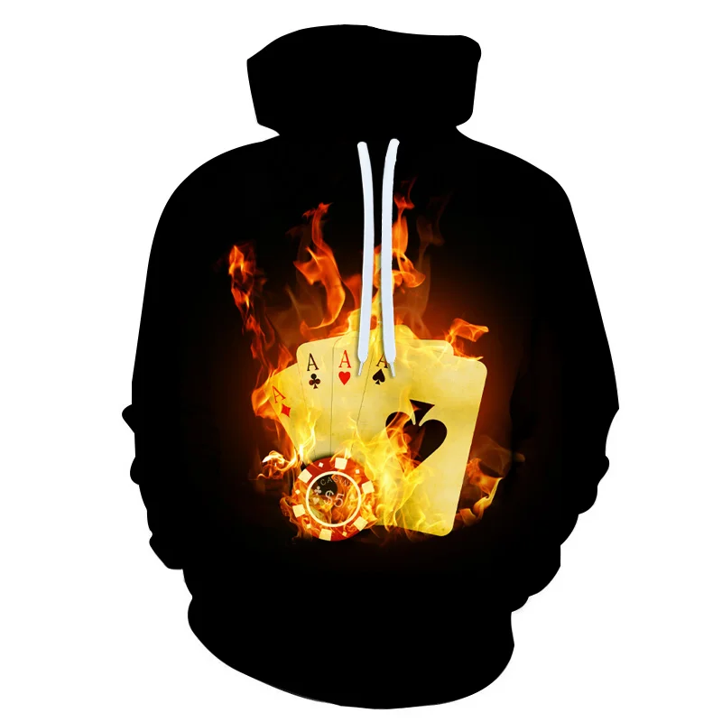 

Red flame POKER 4A graphic Sublimation Hoodie T-shirt